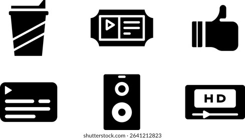 Minimalist Modern Rounded Filled Cinema Icon with clean Filled and intuitive symbols