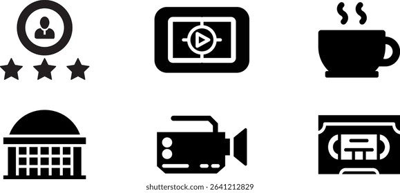Minimalist Modern Rounded Filled Cinema Icon with clean Filled and intuitive symbols