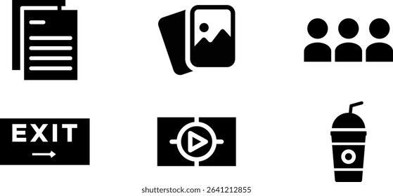 Minimalist Modern Rounded Filled Cinema Icon with clean Filled and intuitive symbols