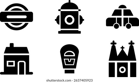 Minimalist Modern Rounded Filled City Designe with clean Filled and intuitive symbols