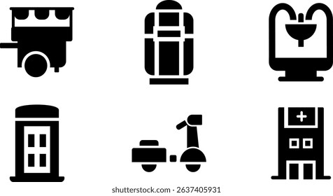 Minimalist Modern Rounded Filled City Designe with clean Filled and intuitive symbols