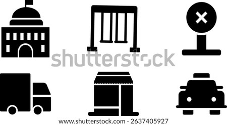 Minimalist Modern Rounded Filled City Designe with clean Filled and intuitive symbols