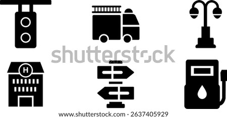 Minimalist Modern Rounded Filled City Designe with clean Filled and intuitive symbols