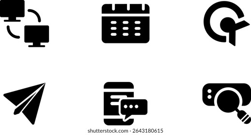 Icono de comunicación llena redondeada moderna minimalista con símbolos rellenos e intuitivos limpios
