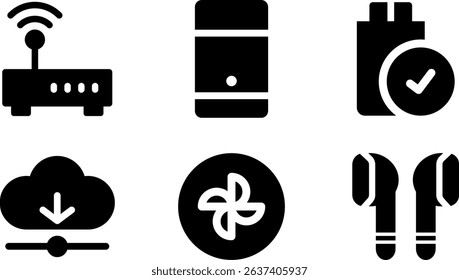 Minimalist Modern Rounded Filled Computer Icon with clean Filled and intuitive symbols