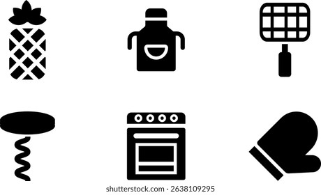 Minimalist Modern Rounded Filled Cooking Icon with clean Filled and intuitive symbols
