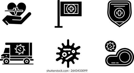 Minimalist Modern Rounded Filled Coronavirus Icon with clean Filled and intuitive symbols