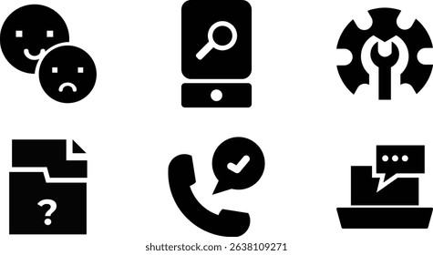 Minimalist Modern Rounded Filled Customer Service Icon with clean Filled and intuitive symbols