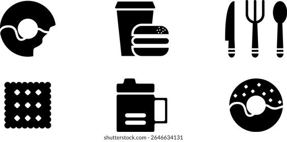 Minimalist Modern Rounded Filled Foods Icon Set with clean Filled and intuitive symbols