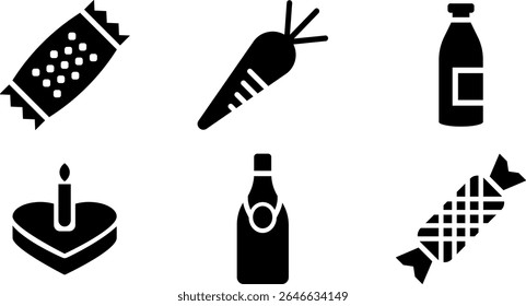 Minimalist Modern Rounded Filled Foods Icon Set with clean Filled and intuitive symbols