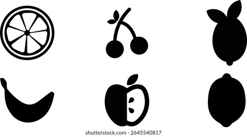 Minimalist Modern Rounded Filled Fruits Icon with clean Filled and intuitive symbols