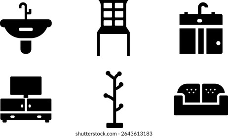 Minimalist Modern Rounded Filled Furniture Icon with clean Filled and intuitive symbols