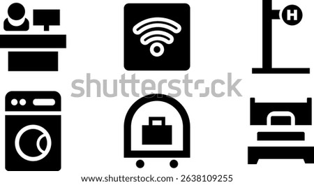 Minimalist Modern Rounded Filled Hotel Icon with clean Filled and intuitive symbols