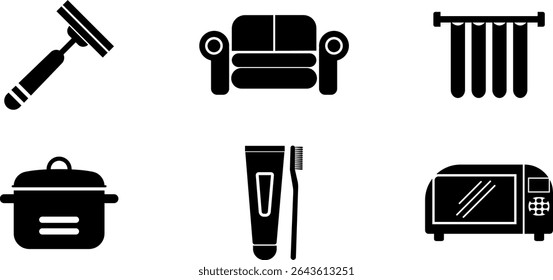 Minimalist Modern Rounded Filled Household Itmes Icon with clean Filled and intuitive symbols