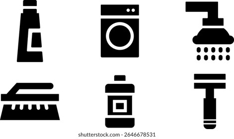 Minimalist Modern Rounded Filled Hygiene Routinel Icon with clean Filled and intuitive symbols