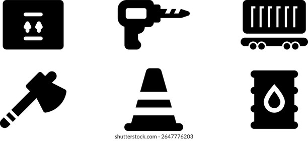 Minimalist Modern Rounded Filled Industrial Elements Icon with clean Filled and intuitive symbols