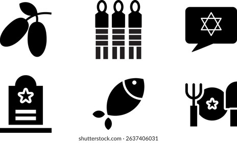 Minimalist Modern Rounded Filled Judaism Designe Icon with clean Filled and intuitive symbols