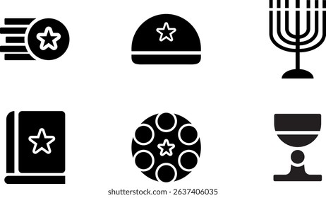 Minimalist Modern Rounded Filled Judaism Designe Icon with clean Filled and intuitive symbols