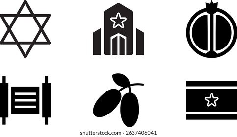 Minimalist Modern Rounded Filled Judaism Designe Icon with clean Filled and intuitive symbols