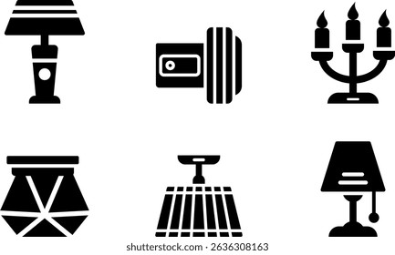 Minimalistisches modernes abgerundetes Leuchtensymbol mit sauberen und intuitiven Symbolen