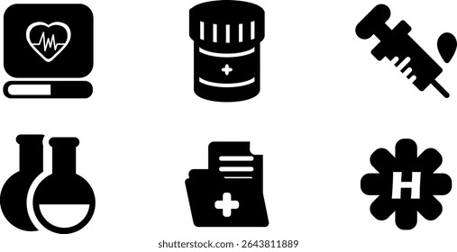 Minimalist Modern Rounded Filled Medical  Icon with clean Filled and intuitive symbols
