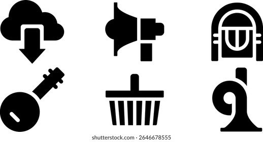 Minimalist Modern Rounded Filled Music Store Icon with clean Filled and intuitive symbols