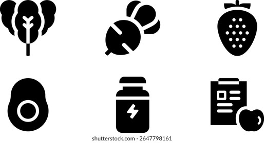 Minimalist Modern Rounded Filled Nutrition Icon with clean Filled and intuitive symbols
