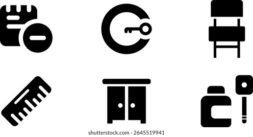 Minimalist Modern Rounded Filled Office Supply Icon with clean Filled and intuitive symbols