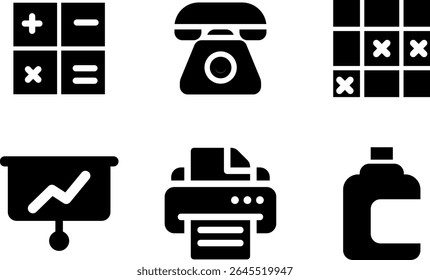 Minimalist Modern Rounded Filled Office Supply Icon with clean Filled and intuitive symbols