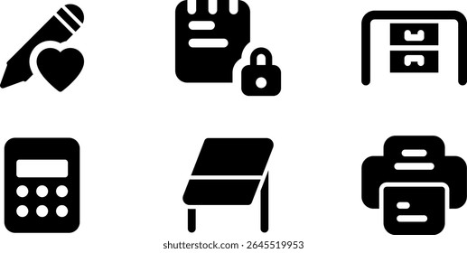 Minimalist Modern Rounded Filled Office Supply Icon with clean Filled and intuitive symbols