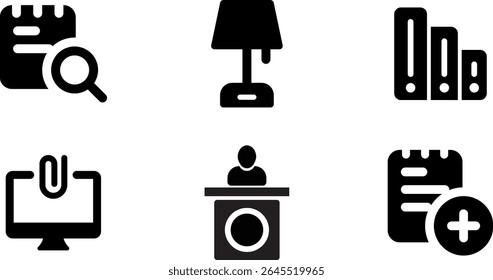 Minimalist Modern Rounded Filled Office Supply Icon with clean Filled and intuitive symbols