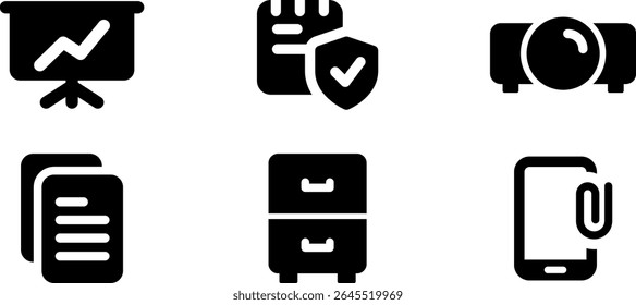 Minimalist Modern Rounded Filled Office Supply Icon with clean Filled and intuitive symbols