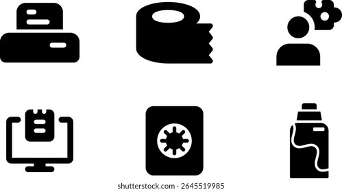 Minimalist Modern Rounded Filled Office Supply Icon with clean Filled and intuitive symbols