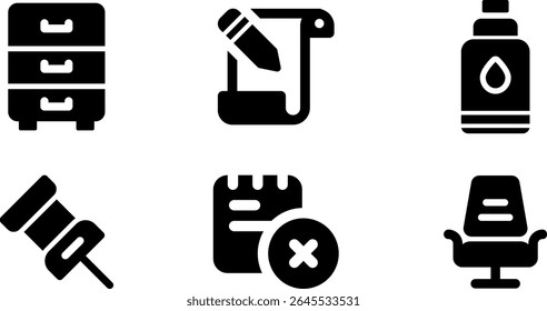 Minimalist Modern Rounded Filled Office Supply Icon with clean Filled and intuitive symbols