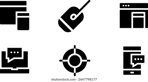 Minimalista Moderno Redondeado Relleno Responsivo Icono con símbolos limpios Relleno e intuitivos