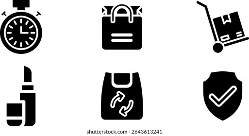 Minimalist Modern Rounded Filled Retail Icon with clean Filled and intuitive symbols