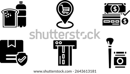 Minimalist Modern Rounded Filled Retail Icon with clean Filled and intuitive symbols