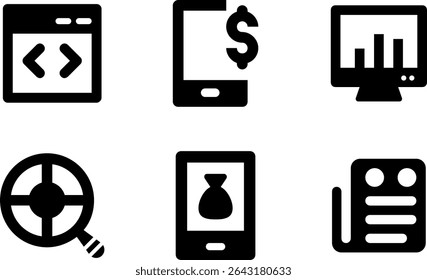 Minimalist Modern Rounded Filled Seo And Digital Marketing Icon with clean Filled and intuitive symbols