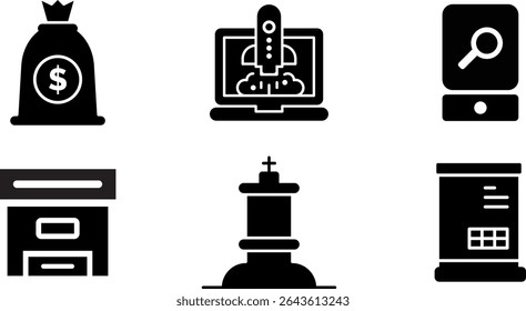 Minimalist Modern Rounded Filled Silhouette Icon with clean Filled and intuitive symbols