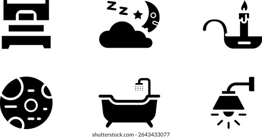 Minimalist Modern Rounded Filled Sleeping Icon with clean Filled and intuitive symbols