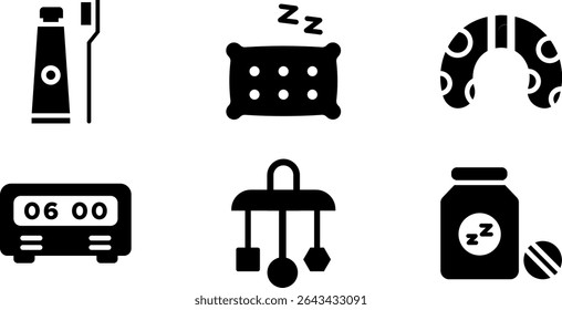 Minimalist Modern Rounded Filled Sleeping Icon with clean Filled and intuitive symbols