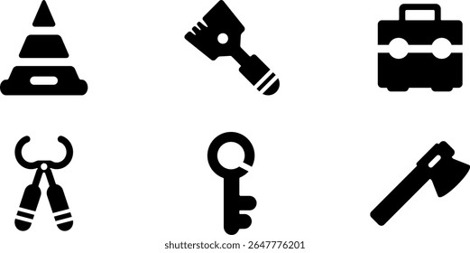 Minimalist Modern Rounded Filled Toolbox Icon with clean Filled and intuitive symbols