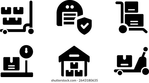 Minimalistisch Modern Rounded Filled Warehouse Icon mit sauberen Gefüllten und intuitiven Symbolen