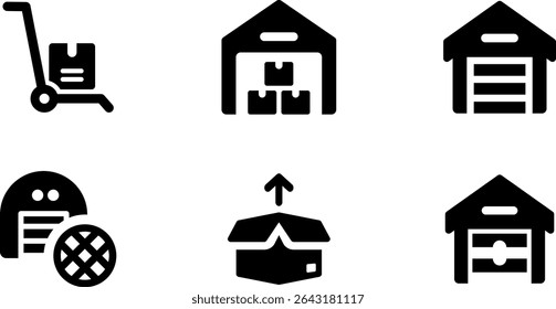 Minimalist Modern Rounded Filled Warehouse Icon with clean Filled and intuitive symbols