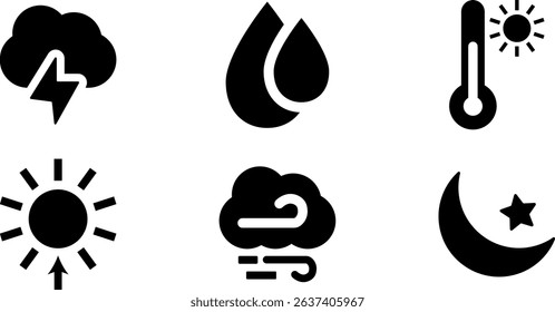 Minimalist Modern Rounded Filled Weather Icon with clean Filled and intuitive symbols