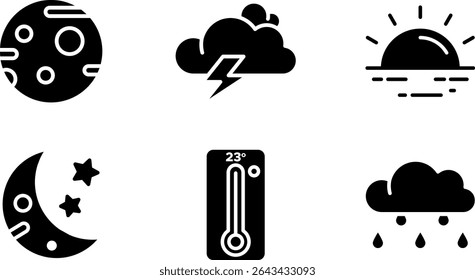 Minimalist Modern Rounded Filled Weather Icon with clean Filled and intuitive symbols