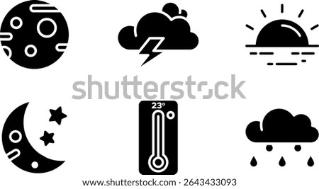 Minimalist Modern Rounded Filled Weather Icon with clean Filled and intuitive symbols