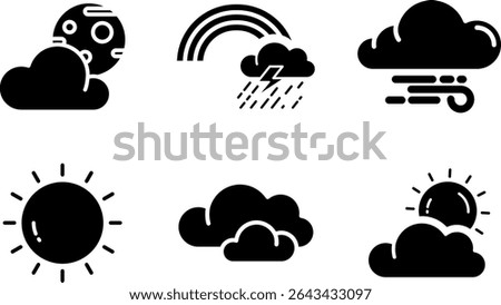 Minimalist Modern Rounded Filled Weather Icon with clean Filled and intuitive symbols