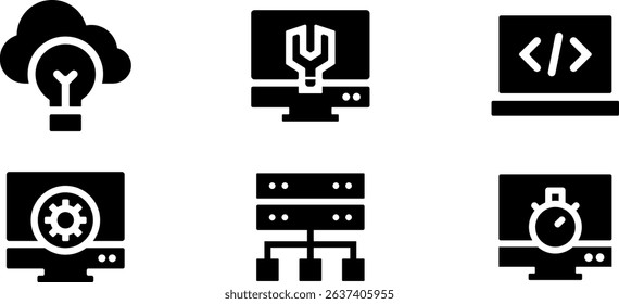 Minimalist Modern Rounded Filled Web Maintenance Icon with clean Filled and intuitive symbols