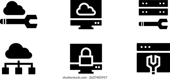 Minimalist Modern Rounded Filled Web Maintenance Icon with clean Filled and intuitive symbols